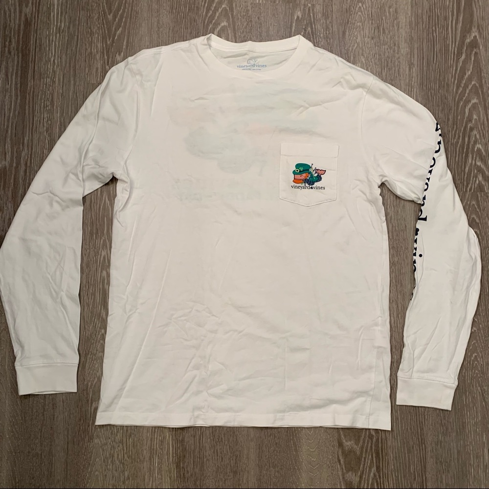 Vineyard Vines St. Paddy's Day Whale Long-Sleeve Pocket Tee Men’s Size Small